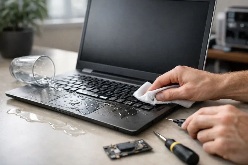 Laptop Water Damage Recovery Steps That Matter
